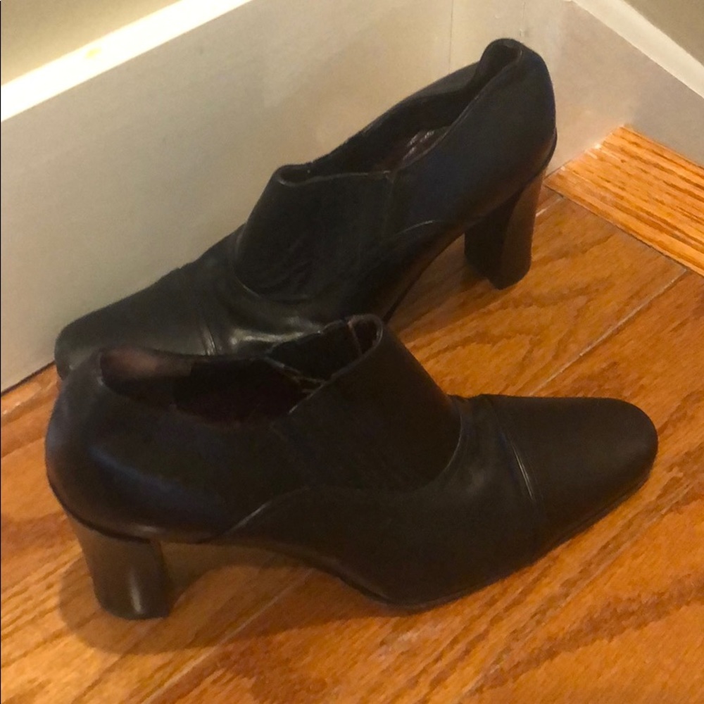 Coach black leather ankle boots.